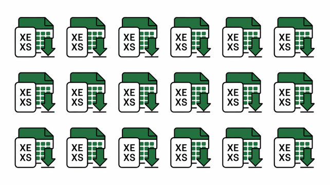 Multiple excel spreadsheet icons with green and white coloring arranged in a grid pattern file icon data management