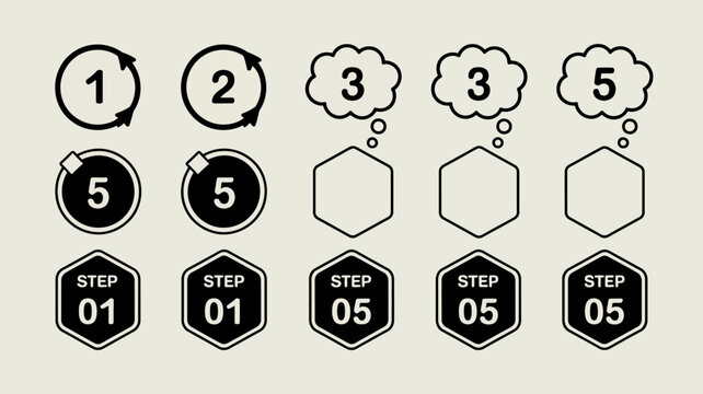 Numbered Circles And Hexagons With Step Indicators A Flat Vector Illustration On A Beige Background steps instructional graphics