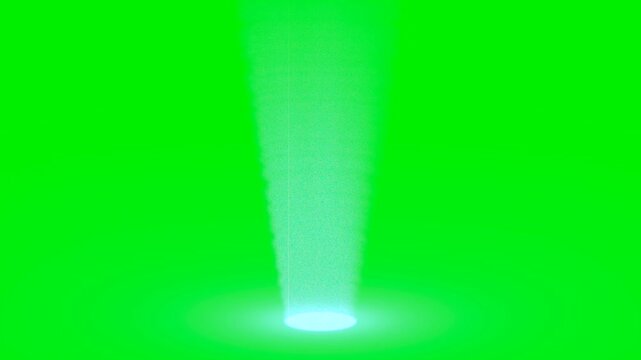Futuristic vertical light beam spotlight animation on green screen background