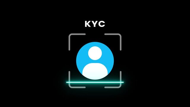 KYC verify processing with face scanning concept. Unlocking Innovation. KYC verification with biometric scan, ID authentication. Identity verification icon with user profile scanning. 4k