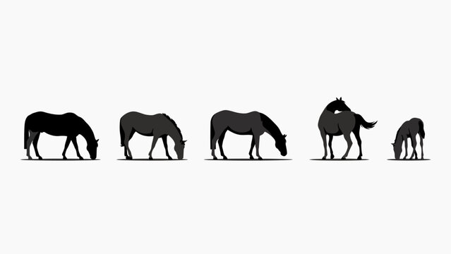 Horse Silhouette Series A Flat Vector Illustration Against A White Background For Graphic Design equine horses stallion mare