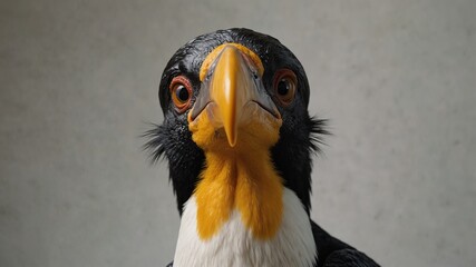 Obraz premium Close up portrait of a vibrant toucan bird with a bright yellow beak and feathers