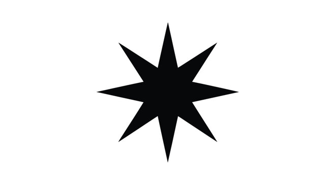 Eight pointed Star Silhouette Against White Background octagram