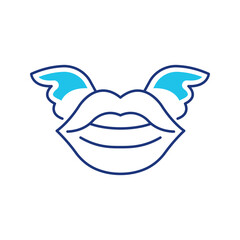 Naklejka premium Lip kiss icon. Lifestyle and cosmetics line symbol. Color.