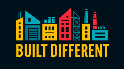 Colorful buildings with a creative phrase 'Built Different'. © Aris Suwanmalee