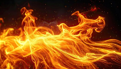 Fototapeta premium Fiery Abstract Flames Dance Against a Dark Background