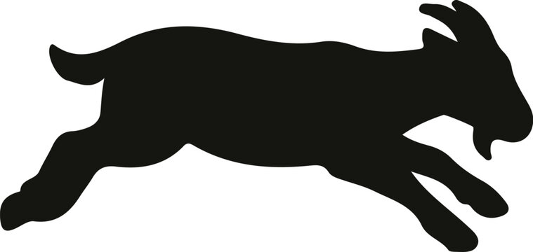 Running black goat silhouette vector illustration