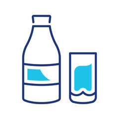 Fototapeta premium Milk bottle icon. Food and dairy line symbol. Color.