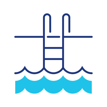 Swimming pool icon. Lifestyle and swimming pool line symbol. Color.