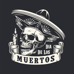 Fototapeta premium A skull wearing a sombrero
