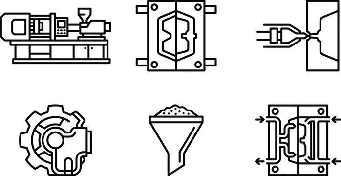 Recycling icons for plastic bottle processing and sheet extrusion