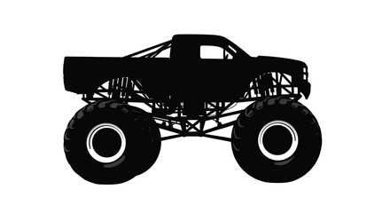 Monster Truck Silhouette Against A White Background © Rita