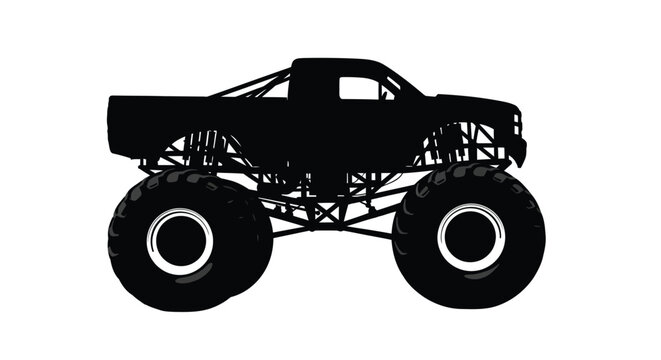 Monster Truck Silhouette Against A White Background