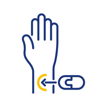 Microchip implant icon. Science and rfid implant line symbol. Color.