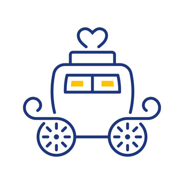 Wedding carriage icon. Lifestyle and weddings line symbol. Color.