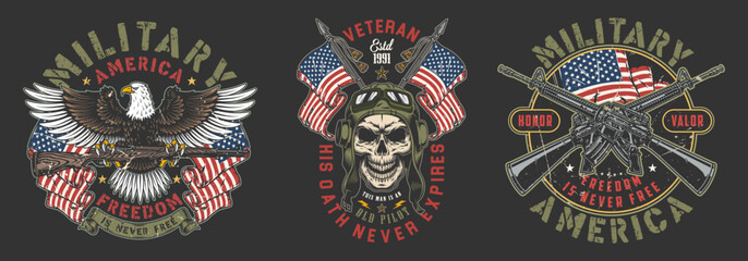 Naklejka premium Proud military symbols