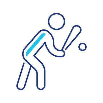 Baseball player icon. Sports and baseball line symbol. Color.