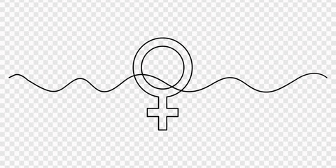one continuous line drawing of the female venus symbol feminism concept, Female gender symbol  icon  continuous one line drawing  outline illustration. one line art icon drawing vector, Female Gender  © Line pro