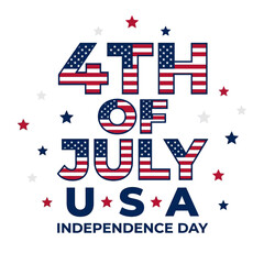 Obraz premium 4th of july usa independence day celebration with american flag stars and patriotic text on white background