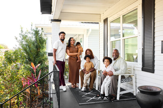 Family Gathers on Front Porch