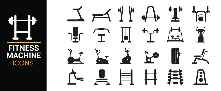 Vector Gym Equipment Icons for Web and App Design