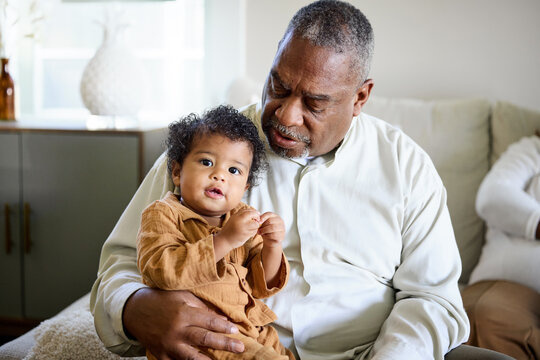Grandparent and Child Share Time at Home