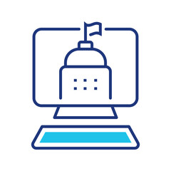 Fototapeta premium Government website icon. Government and government portal line symbol. Color.