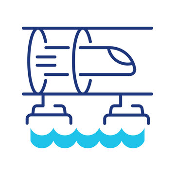 Hyperloop train icon. Transport and high speed transport line symbol. Color.
