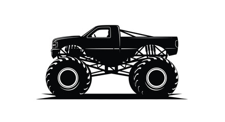 Monster truck vehicle silhouette against a white background silhouette © sefali
