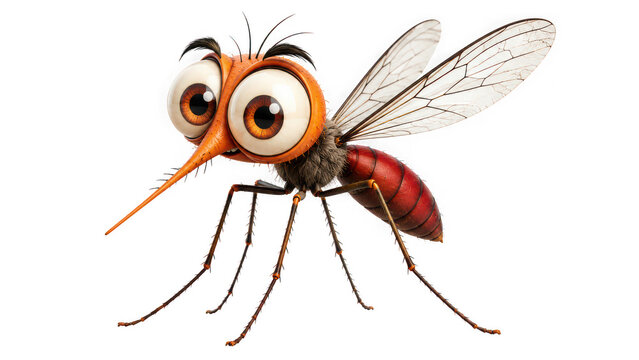Mosquito cartoon character illustration with mosquito isolated on transparent background