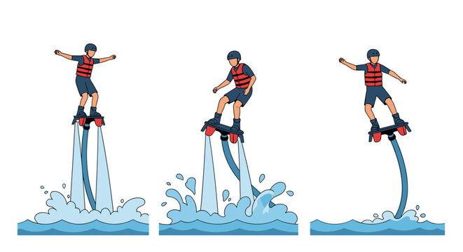 Man Riding a Flyboard Over Water, Dynamic Water Sports Action