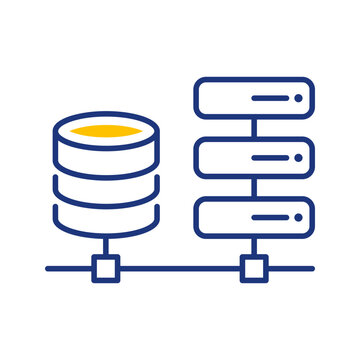 Database server icon. Industry and data center line symbol. Color.