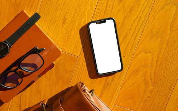 Objects on a wooden floor in bright light