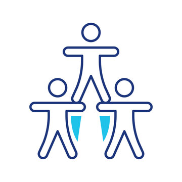 Human pyramid icon. Sports and human tower line symbol. Color.