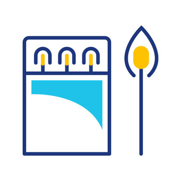 Match box icon. Lifestyle and camping line symbol. Color.