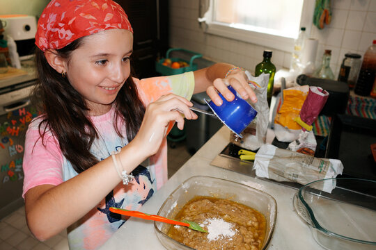 Girl Baking in Home Kitchen