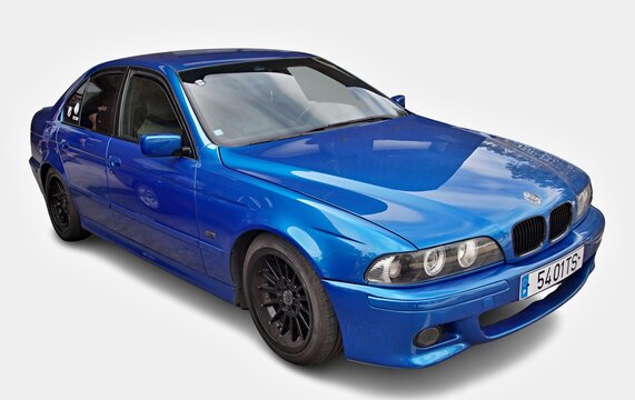 Blue BMW 5 series luxury sedan transport