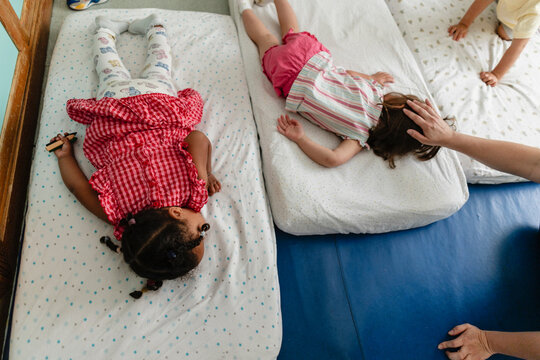Children napping during daycare quiet time