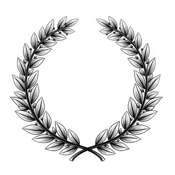 Black laurel wreath on white