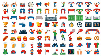 Fototapeta premium Football and Soccer Match Event Flat Icons Collection