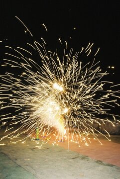 Abstract Firework Explosion During Chinese New Year Night