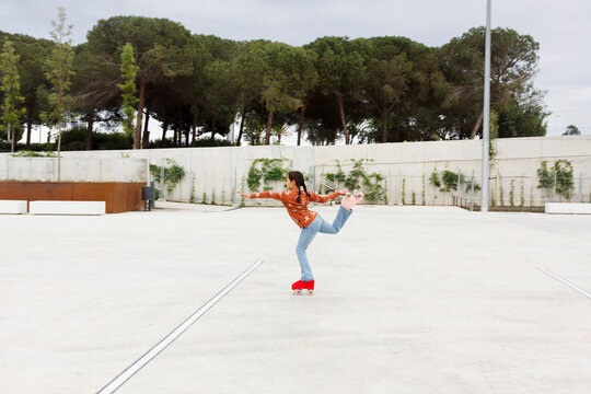 Skater Performs in an Outdoor Park 
