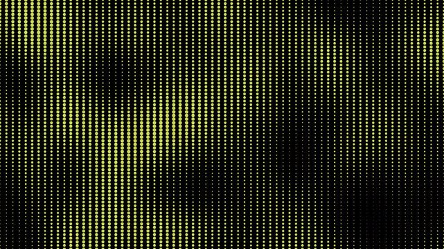 Abstract black and yellow halftone dot texture background featuring animated gradient waves, retro comic style motion pattern, seamless loop overlay, digital technology visual effect in 4k