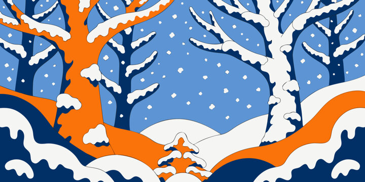 Winter landscape with snow-covered trees and blue sky landscape environment mountain altitude elevation loftiness freezing antarctic hibernal hibernation tranquil peaceful quietude