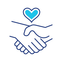 Handshake friendship icon. Social and friendship line symbol. Color. © M.Style