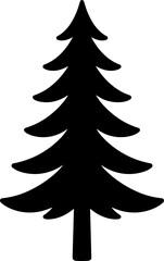 Obraz premium Pine tree black silhouette icon isolated on white background. Bold vector-style illustration for forest, nature, evergreen, eco logo, sticker, label, decal and cut file design.