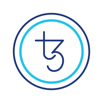 Tezos coin icon. Business and cryptocurrency line symbol. Color.