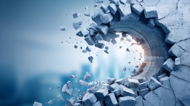 Cracking Tunnel Lining with Debris Exploding Outward