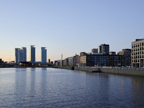 kalasatama during blue hour in helsinki