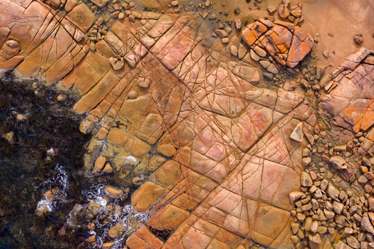 O overhead view of Coles Bay Shoreline